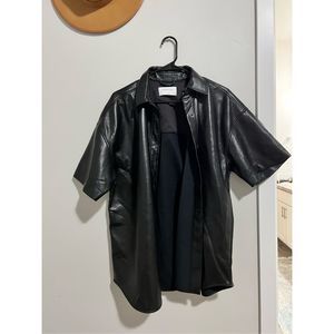 Babaton Women's Black Short Sleeve Vegan Leather Jacket Size M